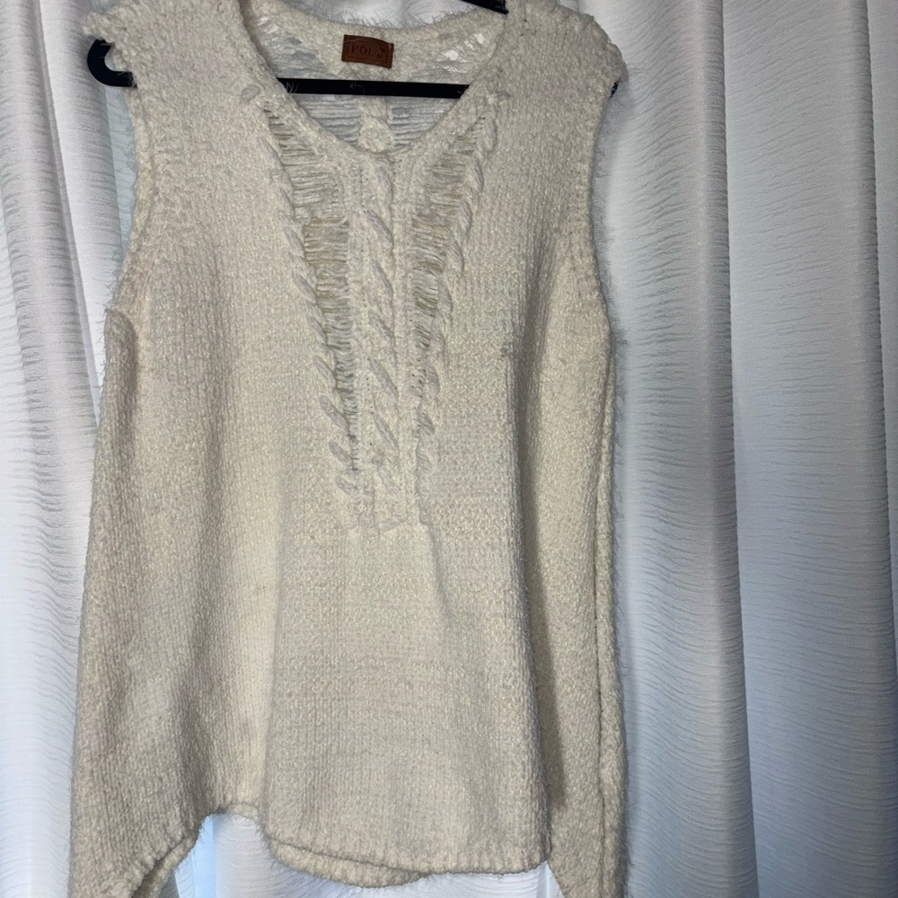 POL Cream Textured Knit Top